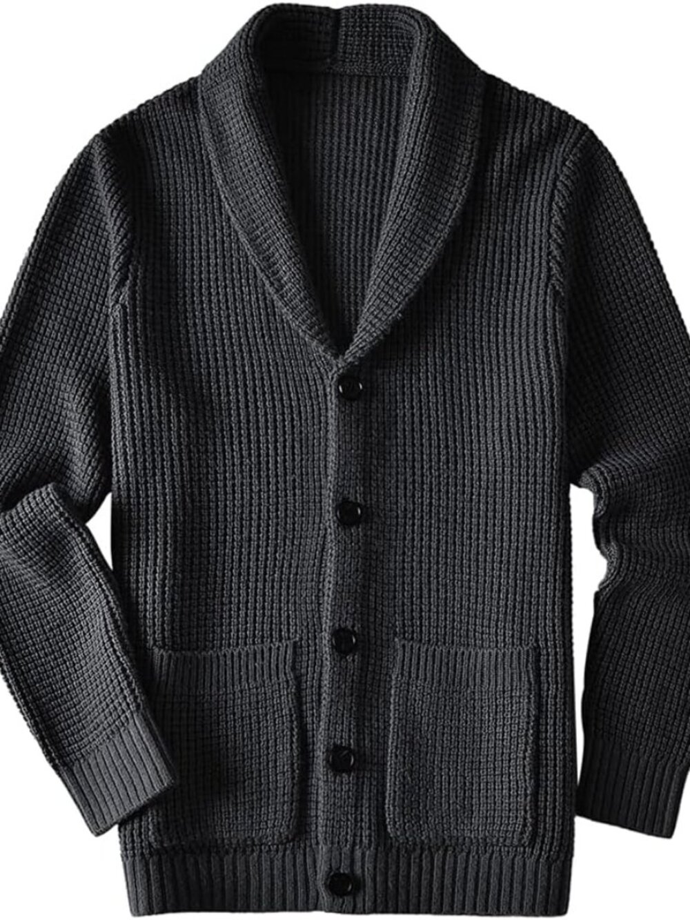 Men's Casual Slim Thick Knitted Shawl Collar Cardigan Sweaters Pockets